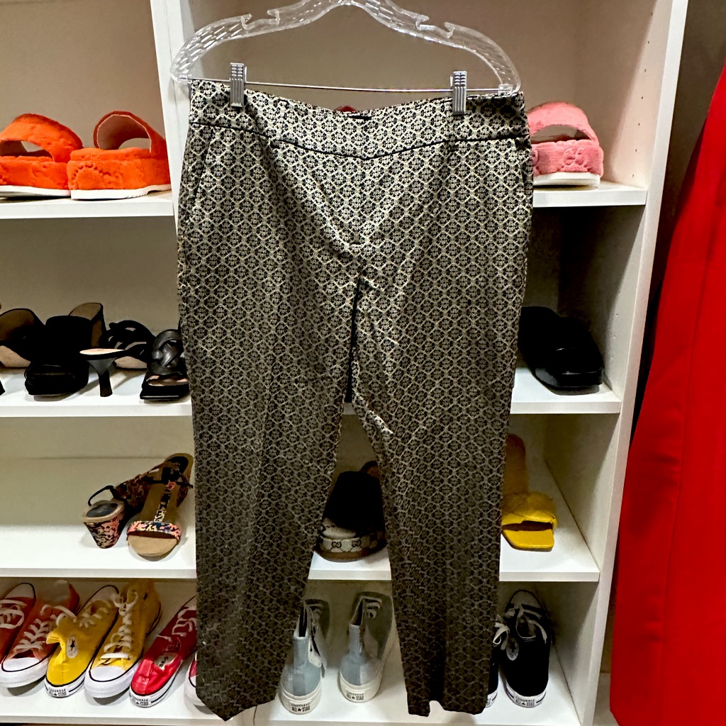 Ann Taylor Gold/Black Brocade Pants Size 8